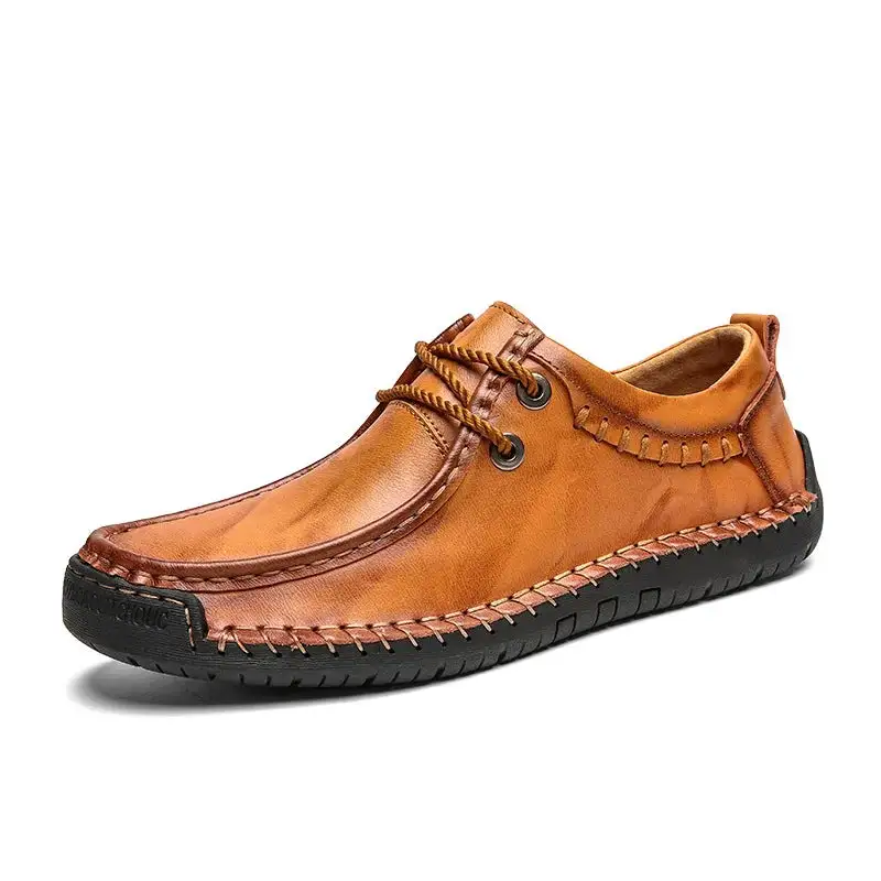 Hand-Stitched Leather Casual Loafers