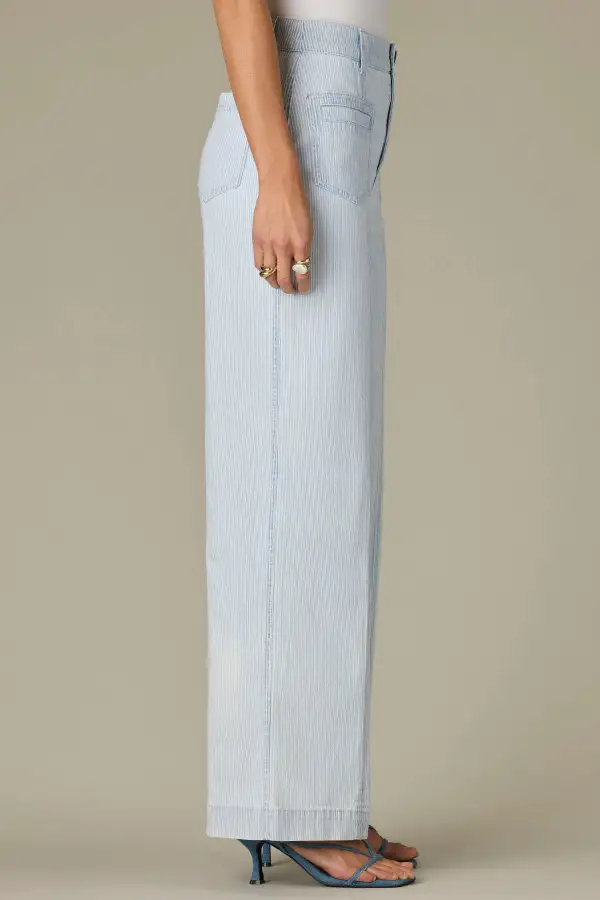  V-yoke Spade Pocket Striped Petite Wide Leg Jeans