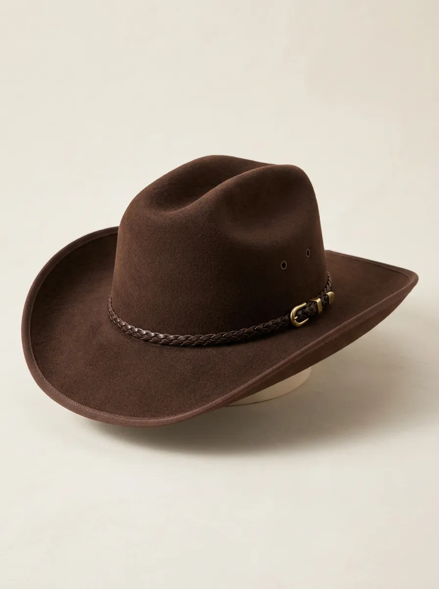 Brown Western Style Hat with Braided Band