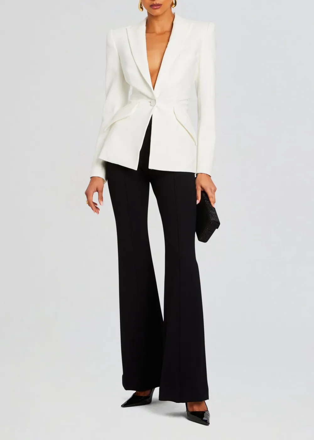 Structured Blazer With Detachable Bow