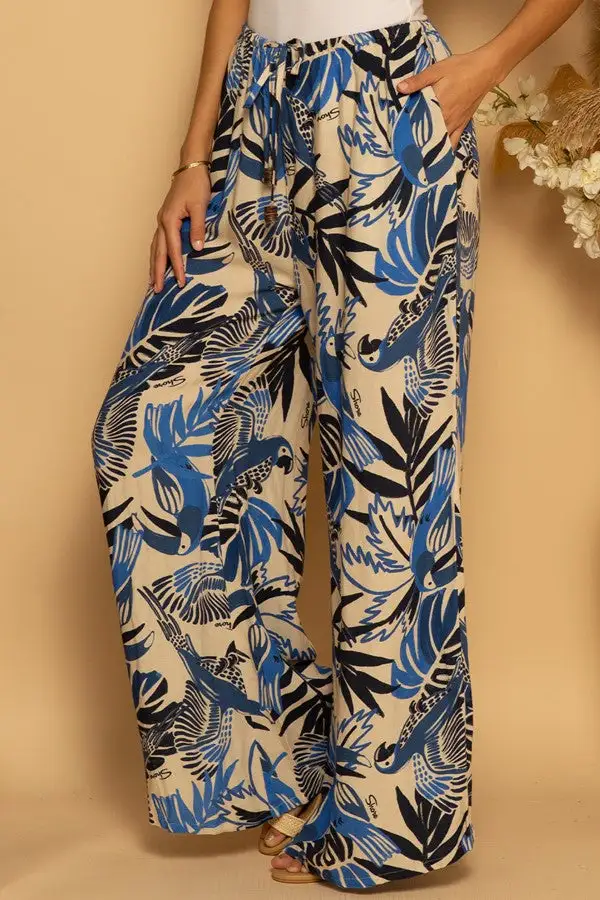 Women's Tropical Leaf Print Beach Pants