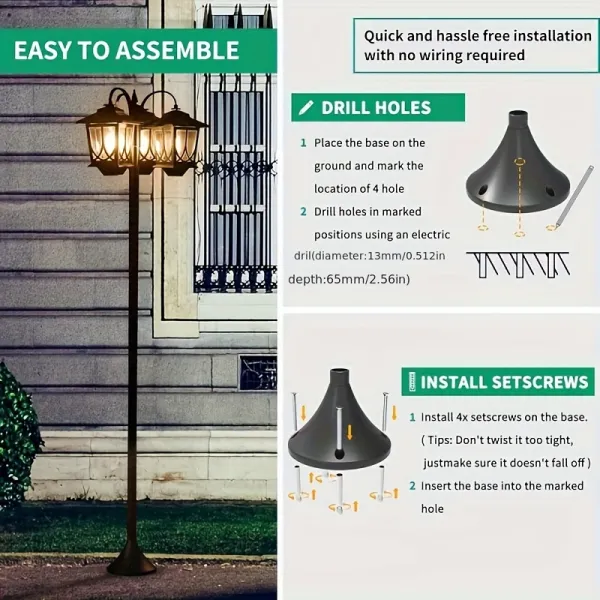 Easy-Assemble Vintage Street Lamp, Outdoor Decor for Classic and Hassle-Free Installation