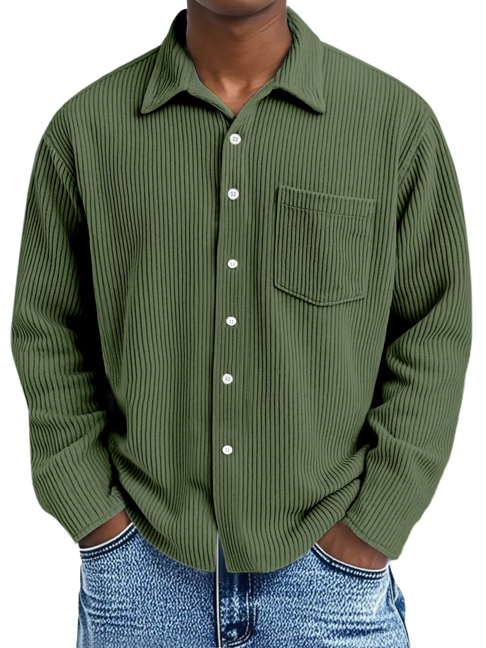 Clean Line Corduroy Camp Collar Shirt