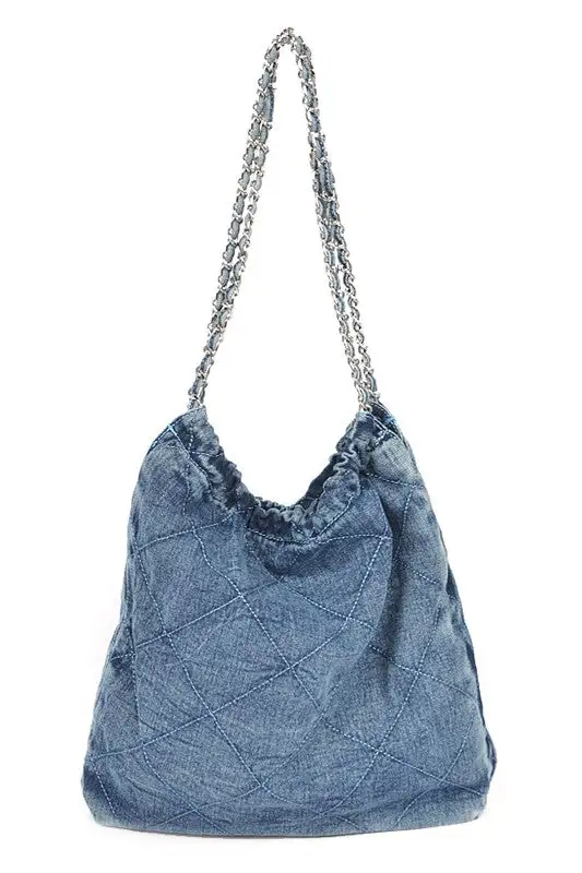 Denim Quilted Shoulder Bag