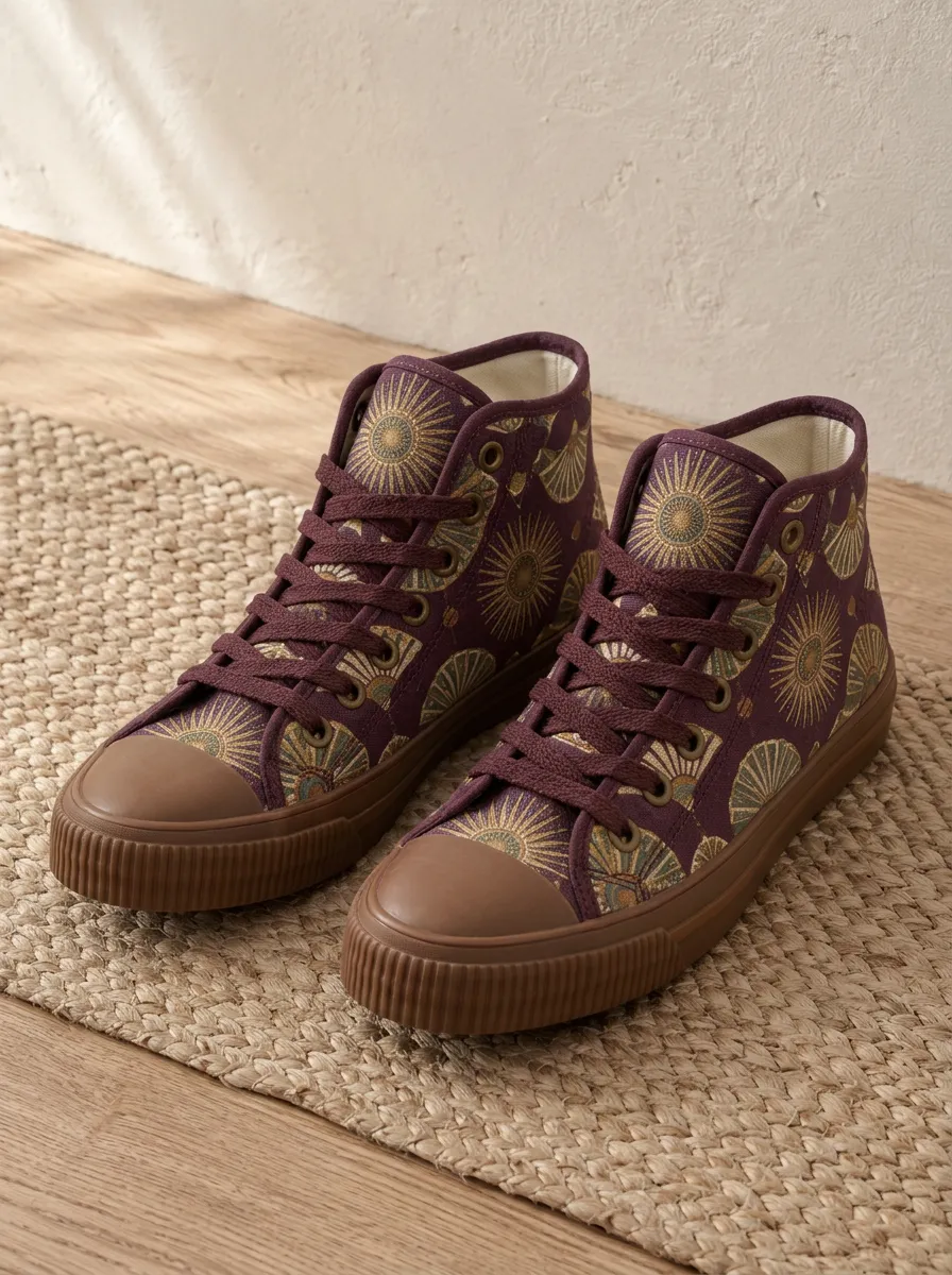 Unisex Vintage Sunburst Pattern Printed Canvas Shoes