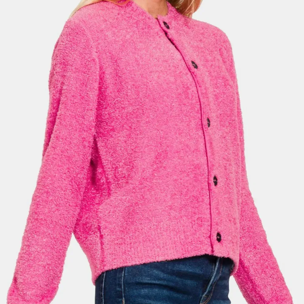 Classic Button Front Button Down Long Sleeve Knit Cardigan