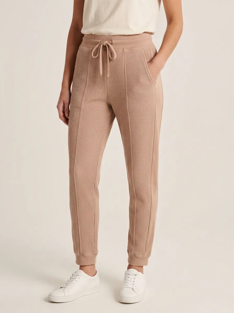 Women's Casual Waffle Knit Drawstring Jogger Pants