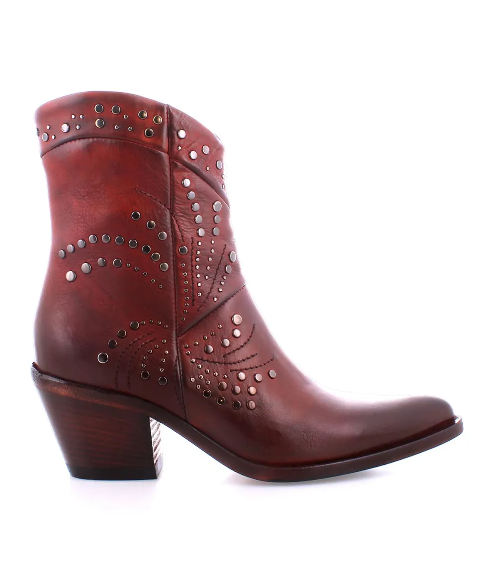 Pointed-Toe Studded Ankle Boots