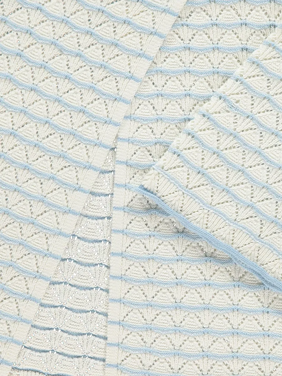 Cream Striped Knitted Top and Shorts Outfit
