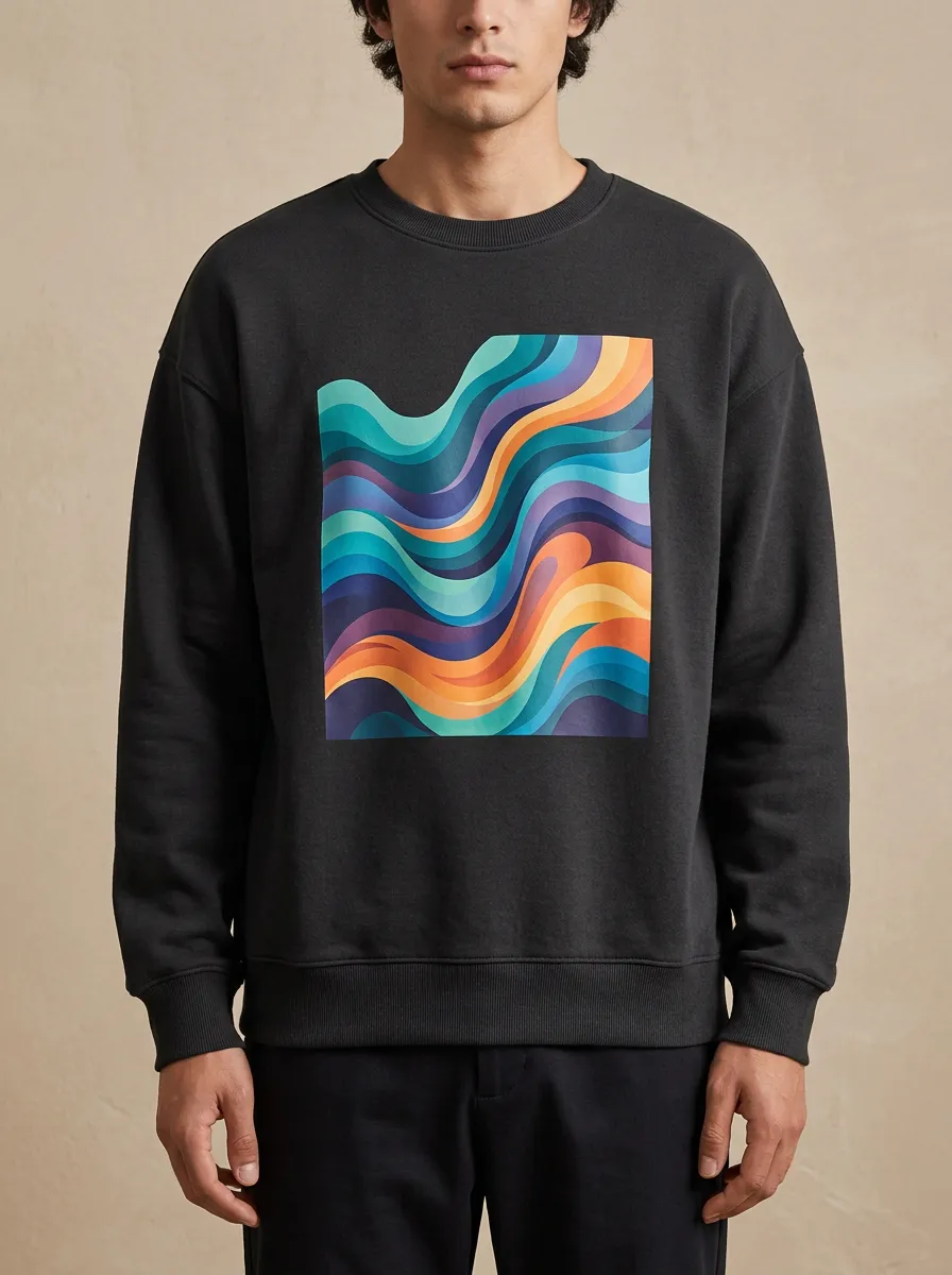 Men's Abstract Colorful Wave Printed Sweatshirt