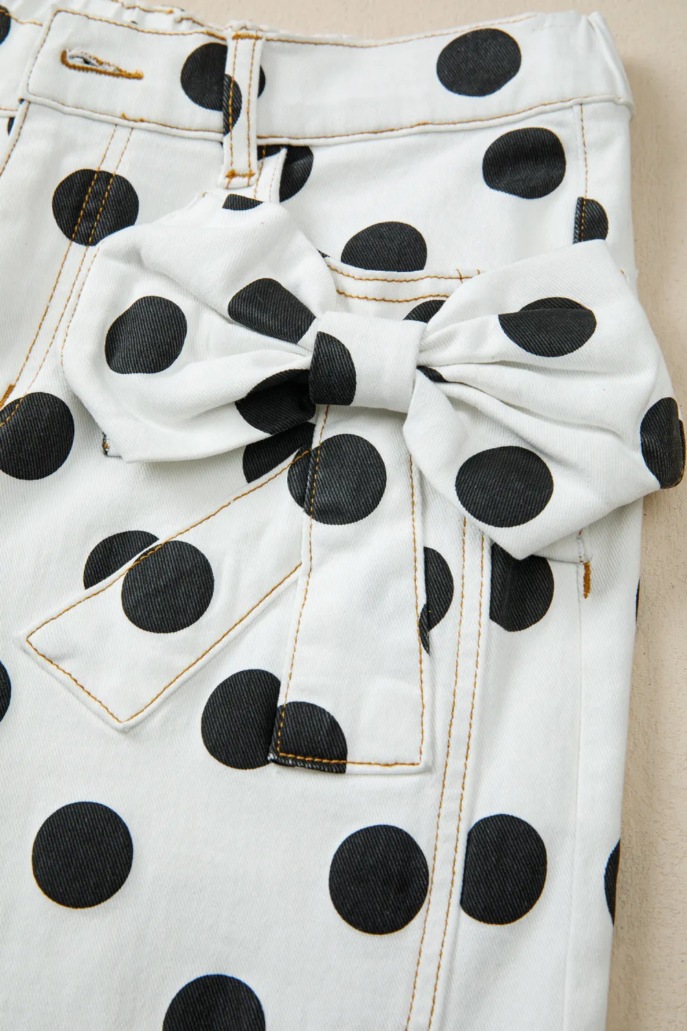 White Polka Dot Bow Jeans