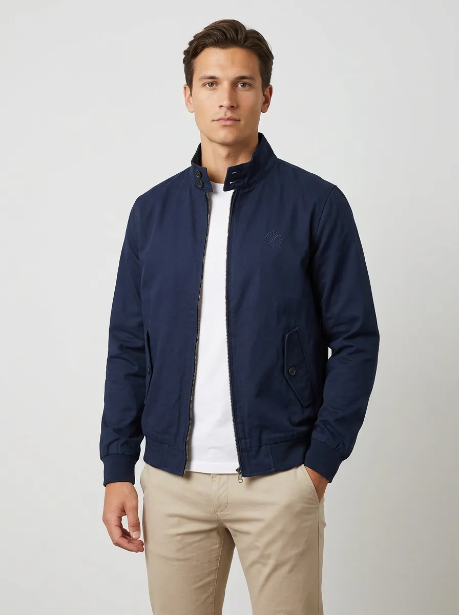 Men's Casual Minimalist Navy Embroidered Jacket