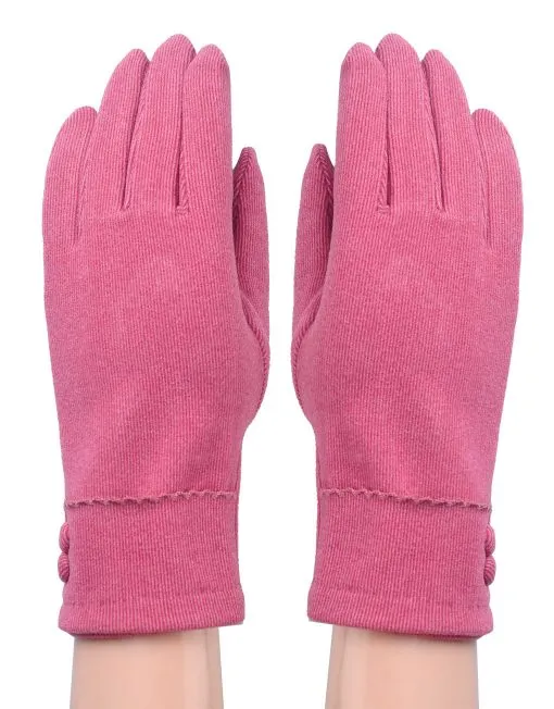 Button Detail Suede Gloves
