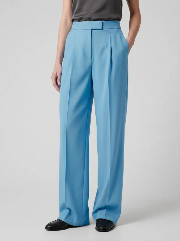 Smart Casual Pleated High Rise Wide Leg Pants
