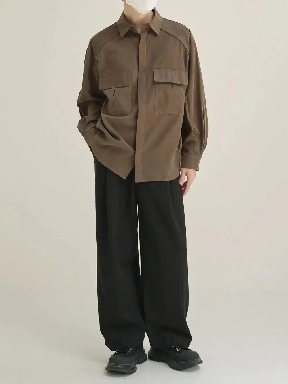 Drop Shoulder Flap Pocket Shirt