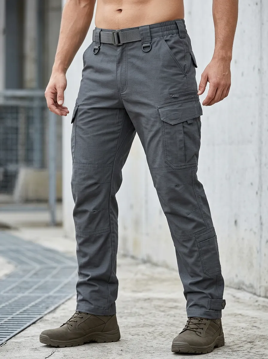 Minimal Utility-Style Men's Multi-Pocket Waterproof Tactical Cargo Pants