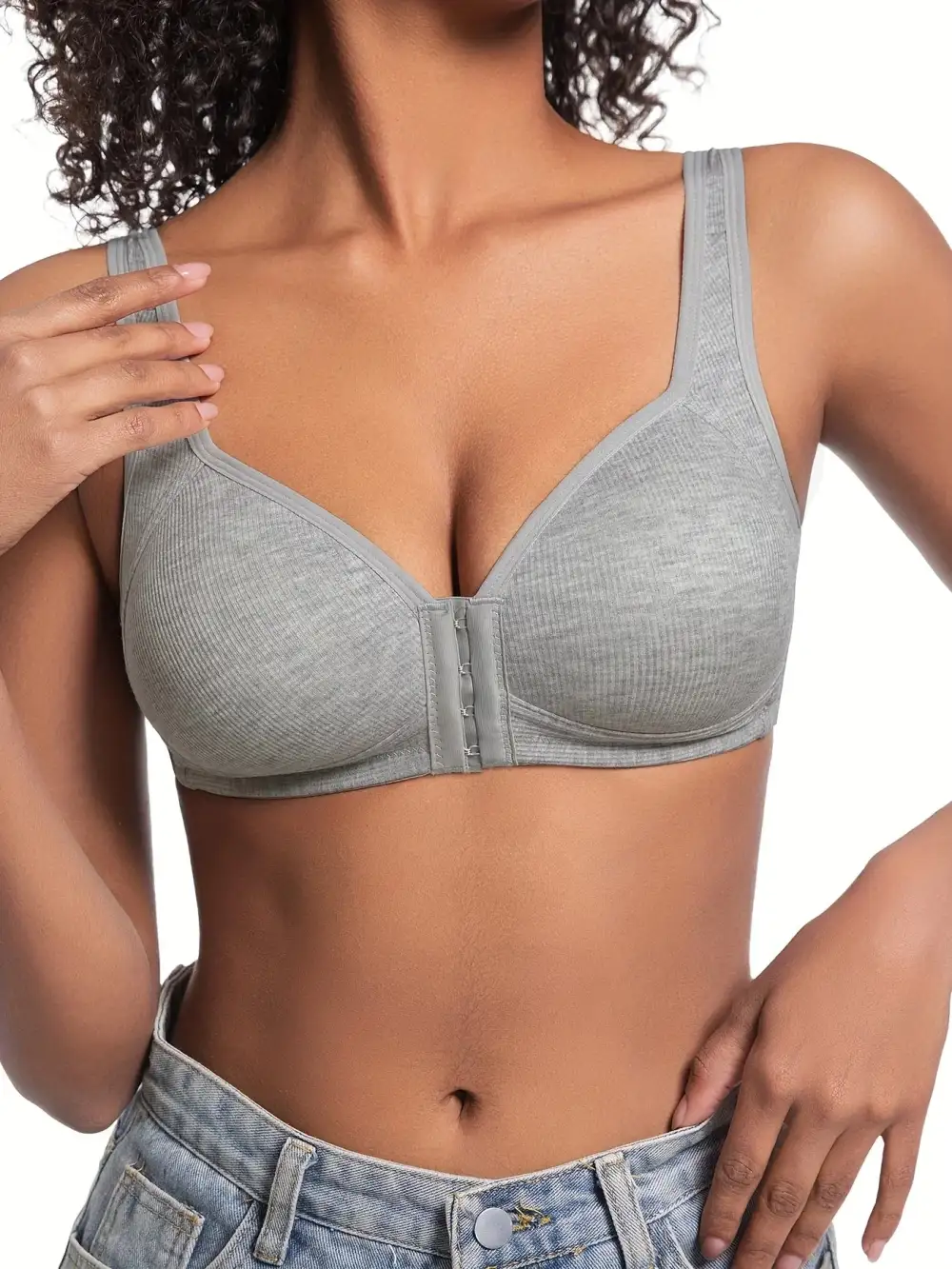 Front-Close Ribbed Bra