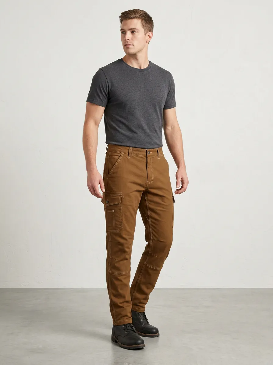 Men's Outdoor Utility Brown Canvas Cargo Pants