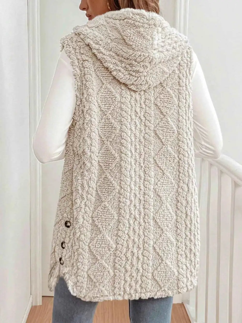 Cozy Sherpa Fleece Hooded Vest Coat