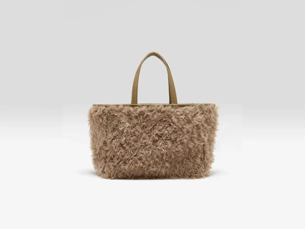 Leather Faux Fur Large Tote Bag