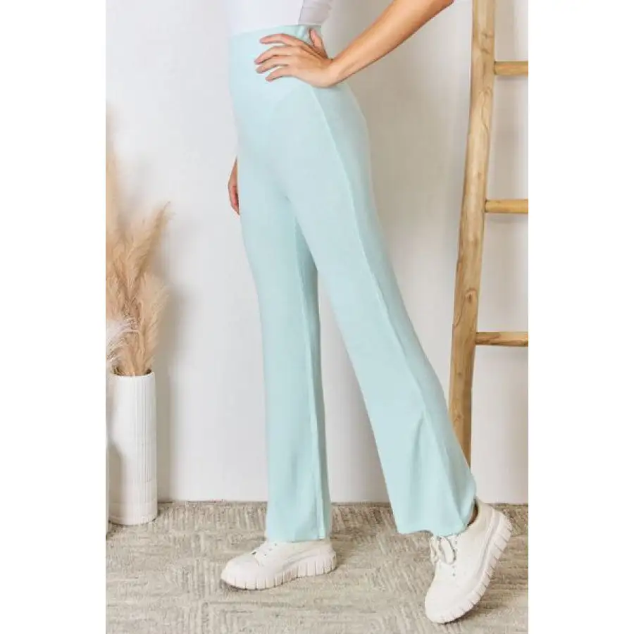 Classic  Full Size High Waist Ultra Soft Knit Flare Pants