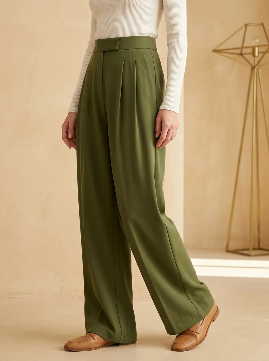 Refined Wide-Leg Pleated Casual Wide Leg Pants
