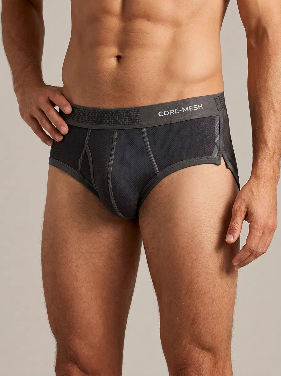 Men's Athletic Core-Mesh Breathable Printed Briefs
