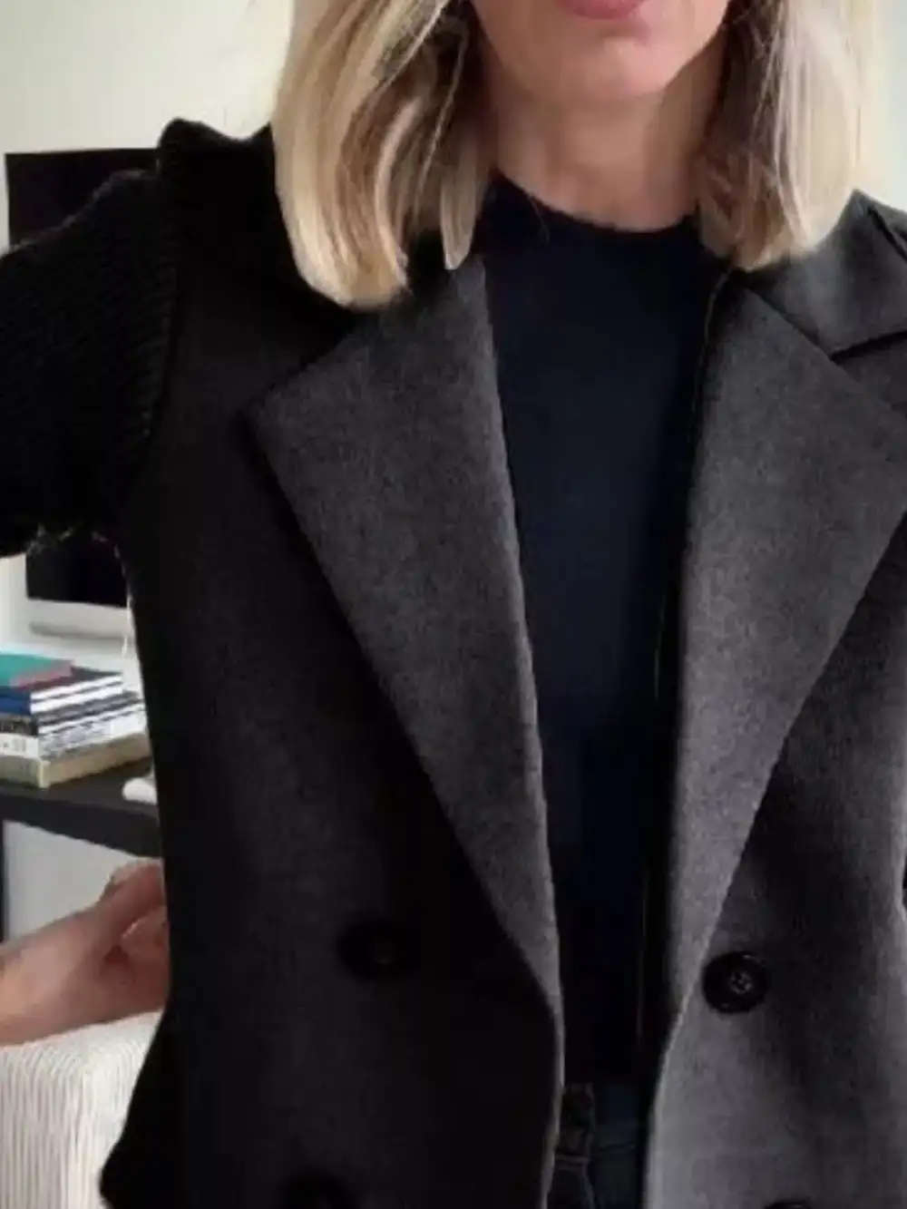 Full Size Knit Sleeve Double-breasted Outerwear Plus Size