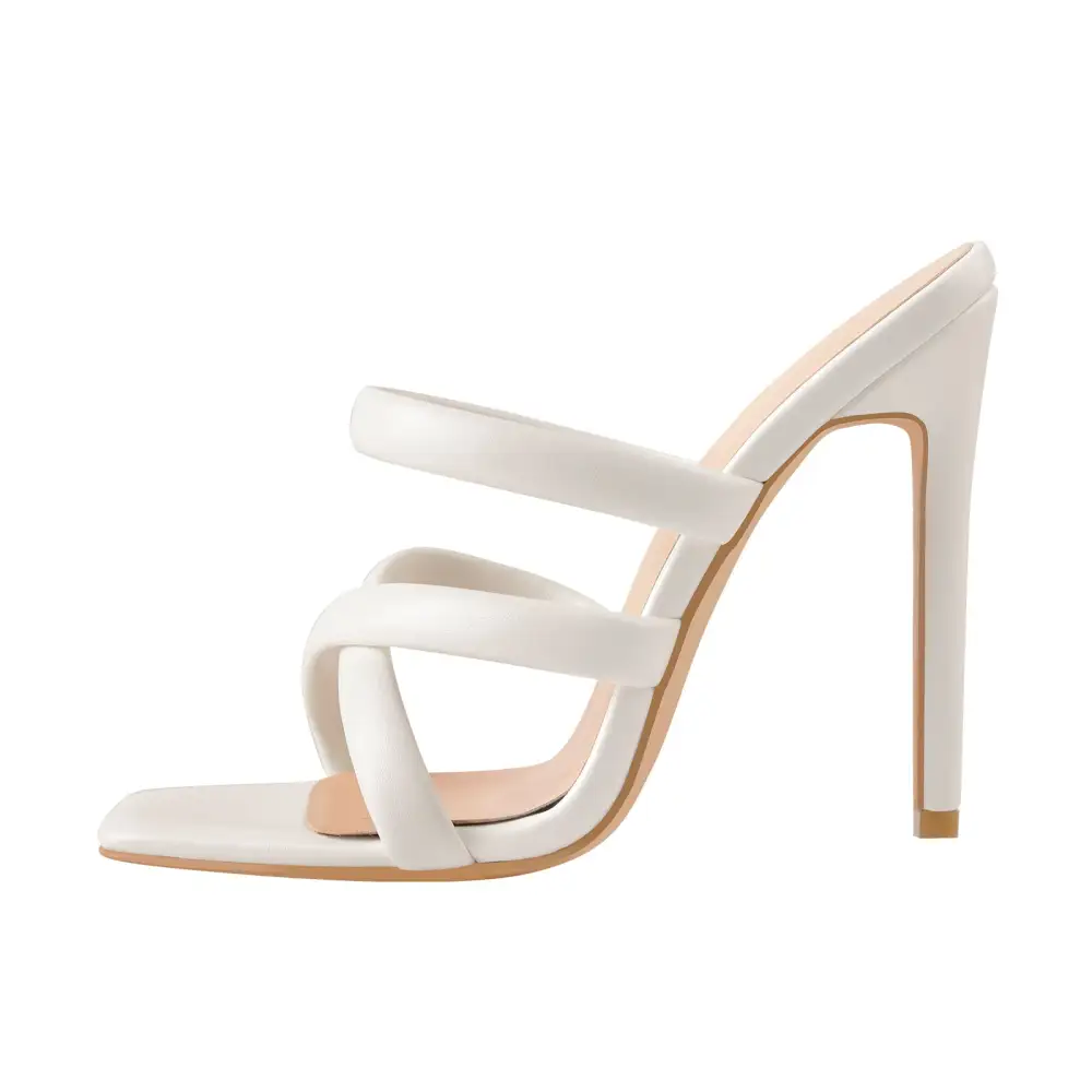 Square Toe Matte High Heel Sandals