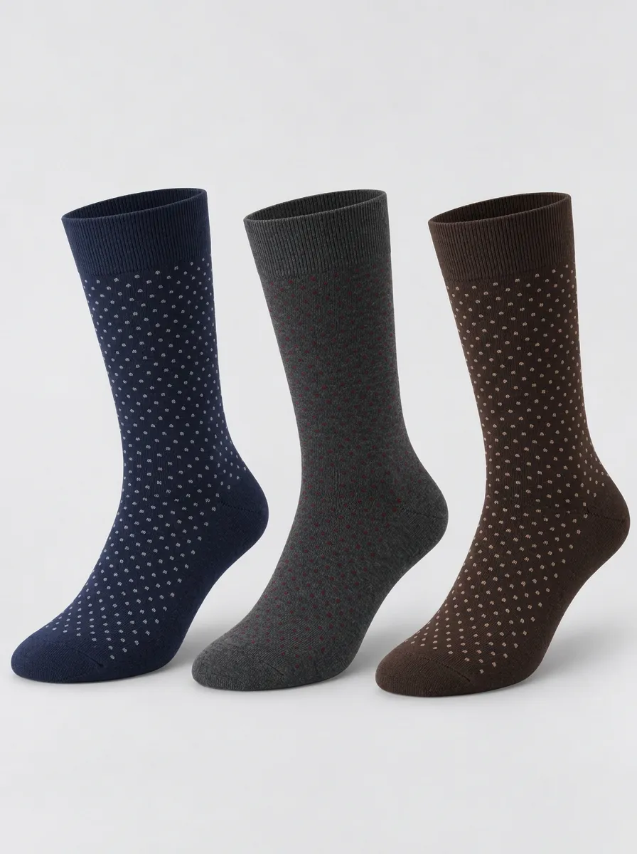 Men's Classic Business Polka Dot Printed Socks 3-Pack