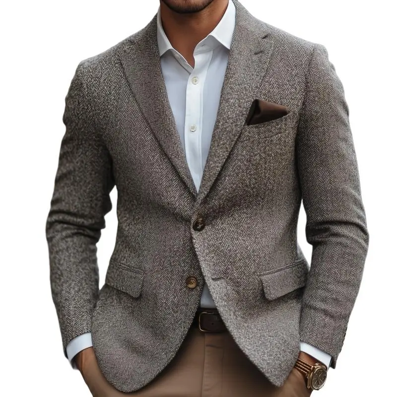 Relaxed Woven Buttoned Blazer