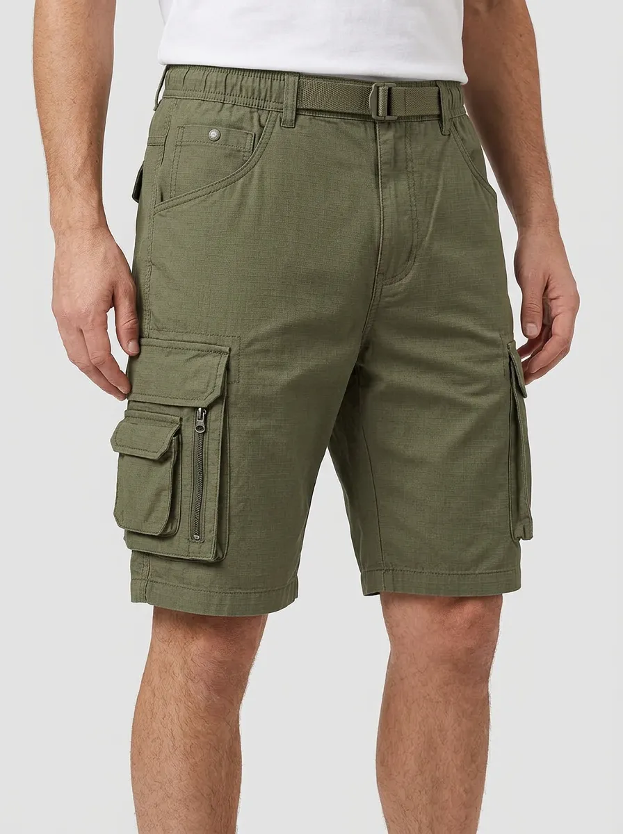 Men's Multi-Pocket Zip-Fly Coin-Pocket Cargo Shorts