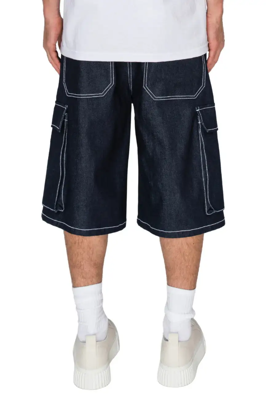 Men's Baggy Fit Cargo Raw Denim Shorts