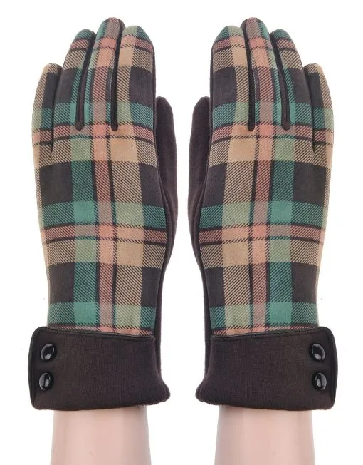 Checked Suede Fashion Gloves