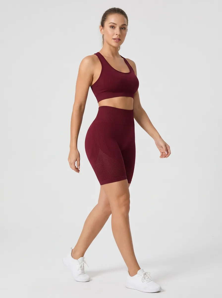 Women's Seamless Mesh Detail Gym Fitness Shorts