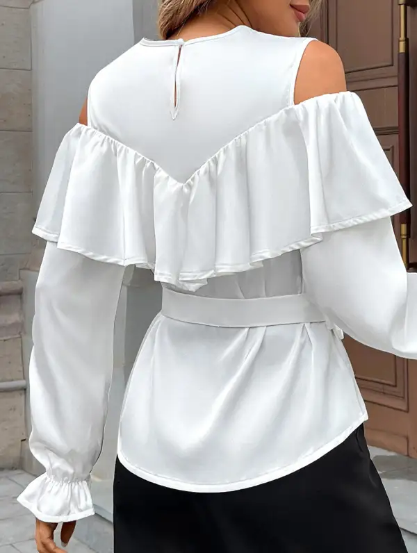 Satin Ruffle Detail Blouse