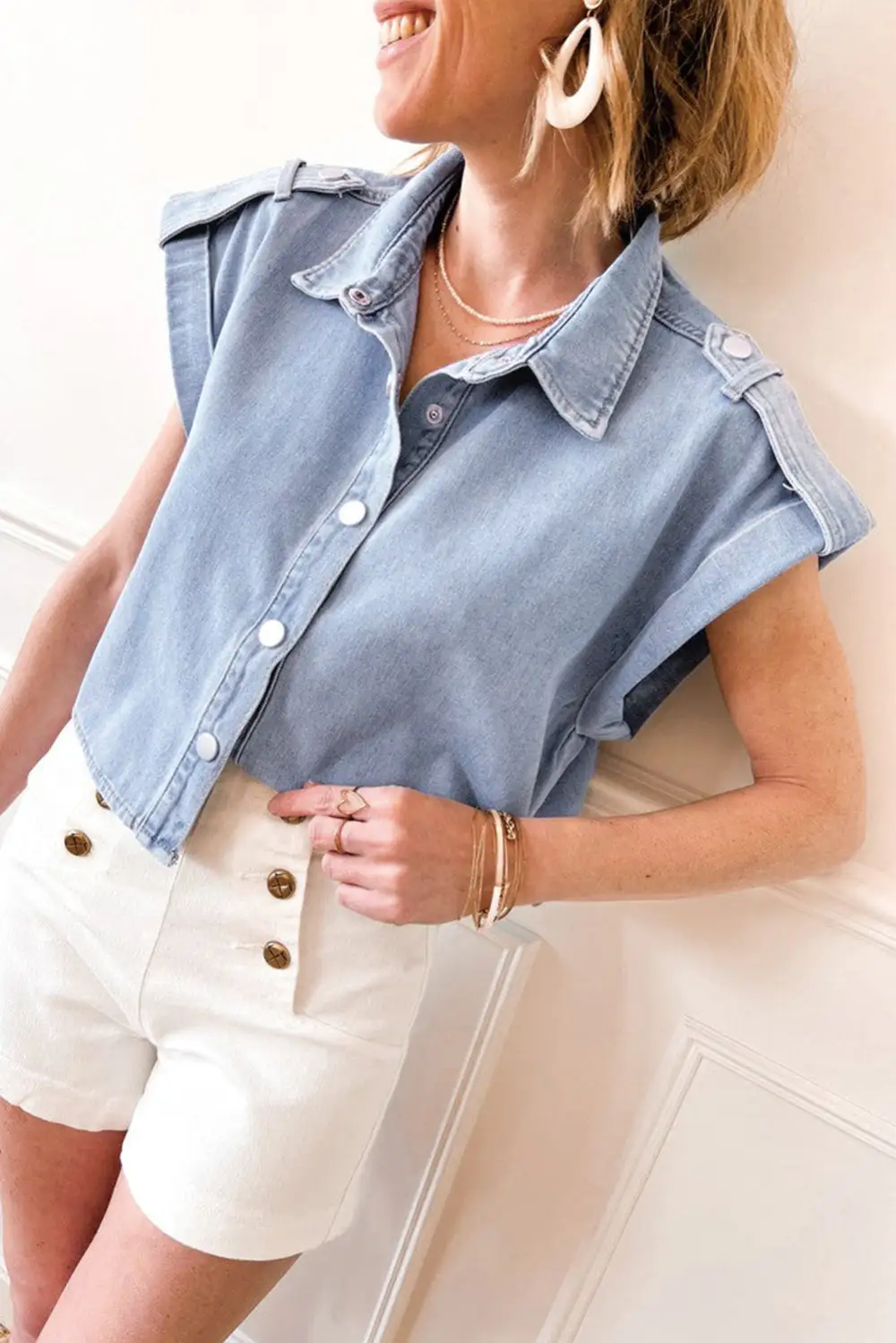 Cap Sleeve Shirt Blouse