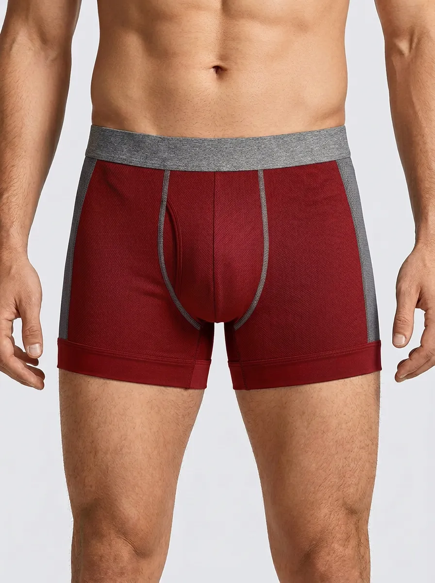 Men's Navy & Grey Contrast Waistband Boxer Briefs