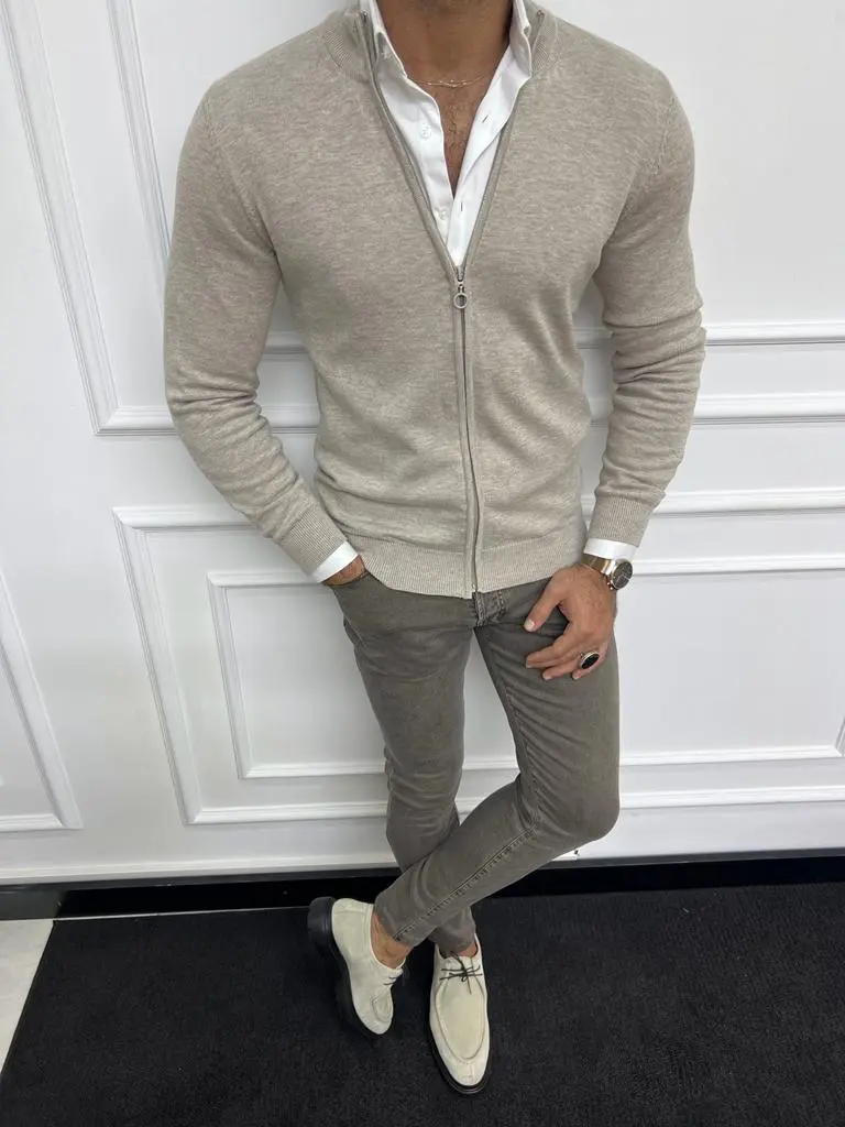 Slim Fit Cotton Knit Cardigan