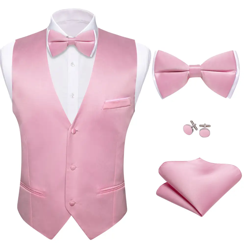 Refined Solid V Neck Formal Vest Set