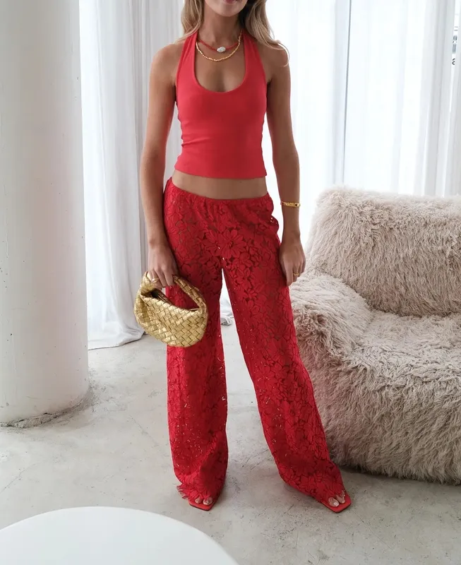Red Lace Pants