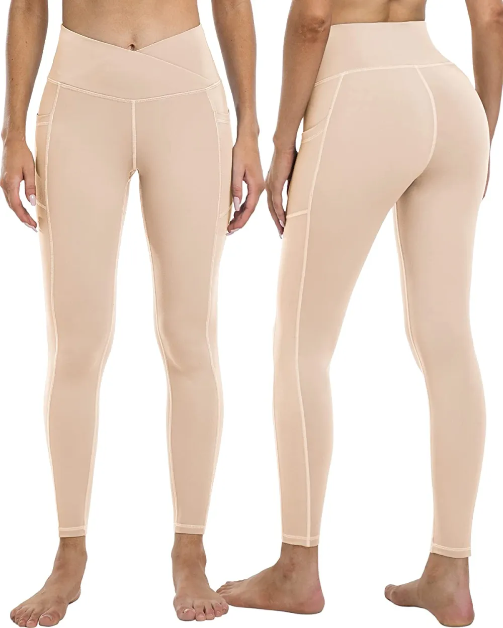 YOUNGCHARM 4 Pack Leggings with Pockets for Women,High Waist Tummy Control Workout Yoga Pants