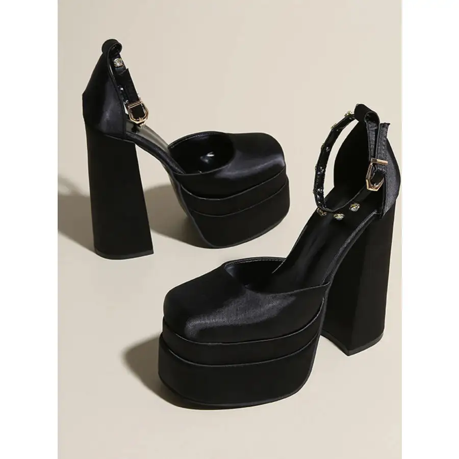 Platform High Heel Ankle Strap Pumps