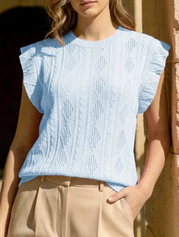 Jacquard Crew Neck Loose Tee