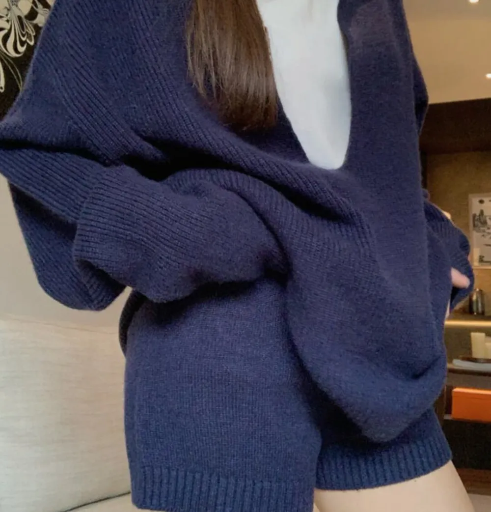 Collared Sweater & Shorts Set