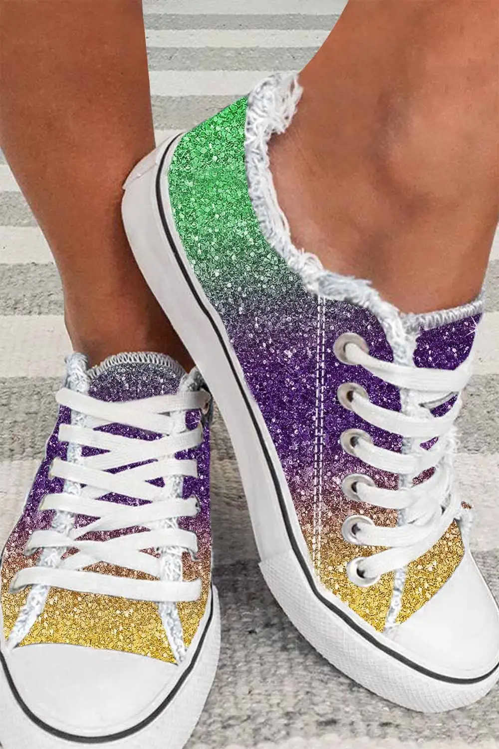 Gradient Raw Hem Canvas Sneakers