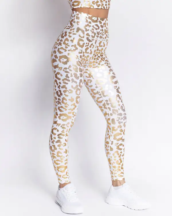 Agile Active Leopard Print Metallic Leggings