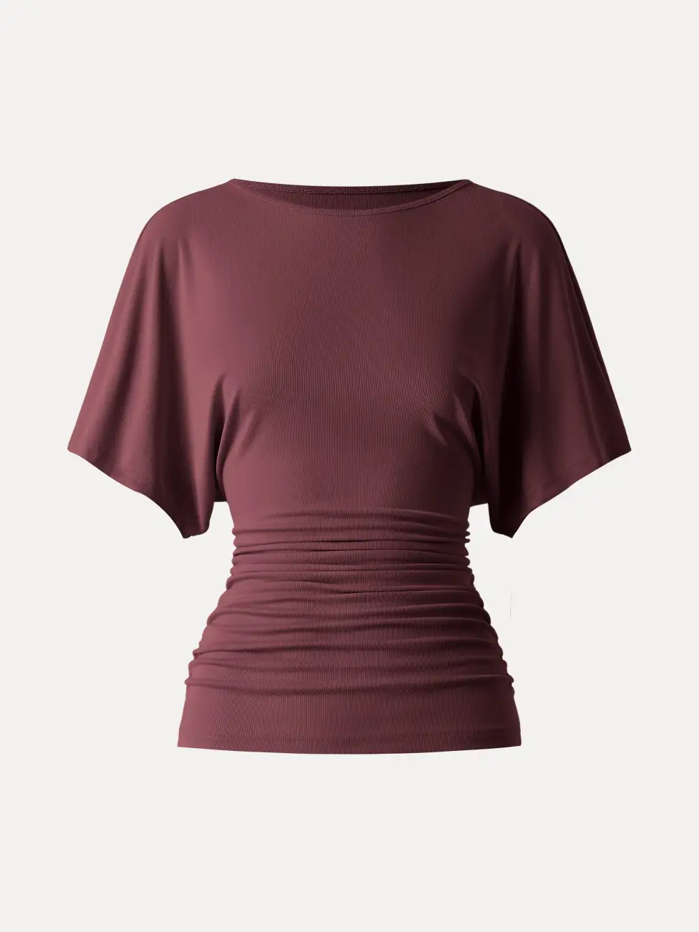 Everyday Boatneck Batwing Sleeve Side Ruched Top
