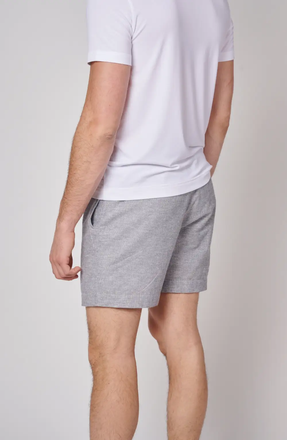 Men's Striped Cotton Linen Patch Pocket Shorts
