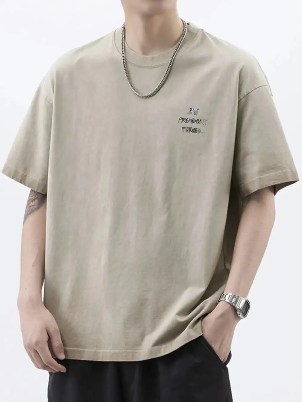 Oversized Round Neck Letter Graphic T-Shirt